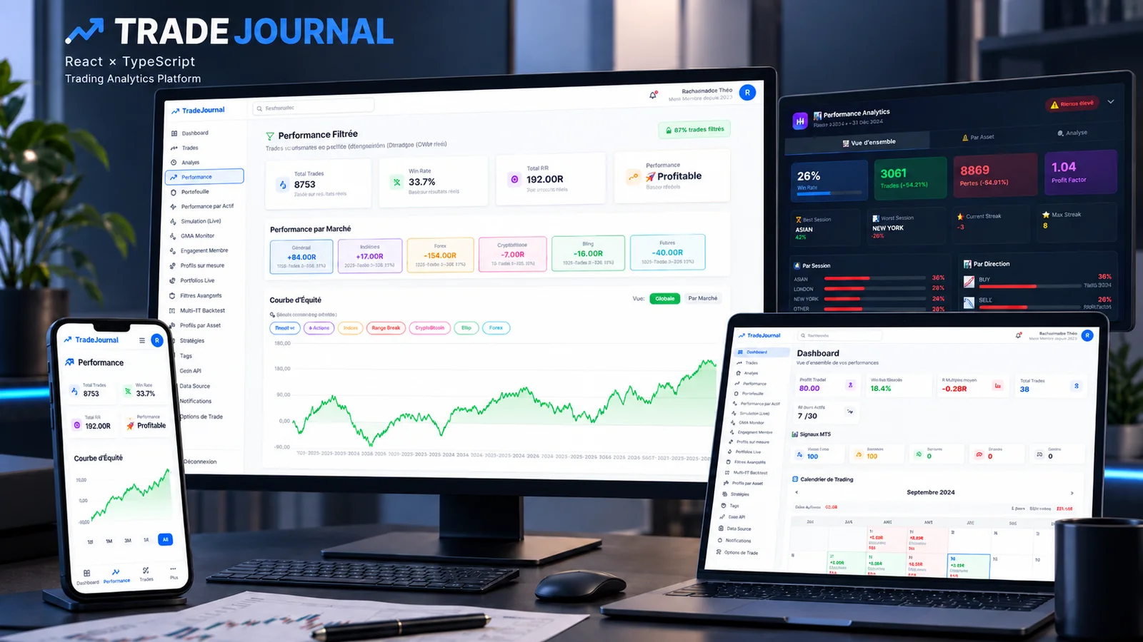 Présentation du projet TradeJournal et de ses interfaces